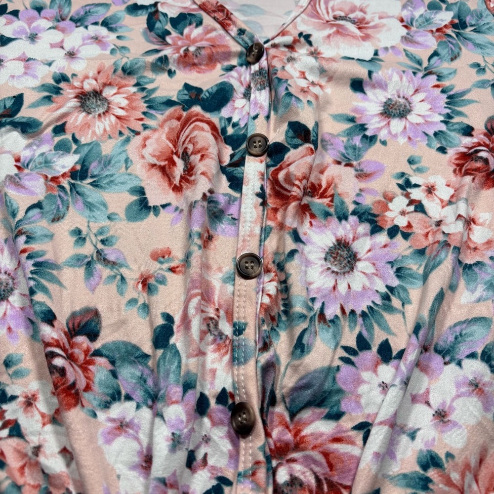 Floral Knot-Front V-Neck Blouse - Picture 4 of 12